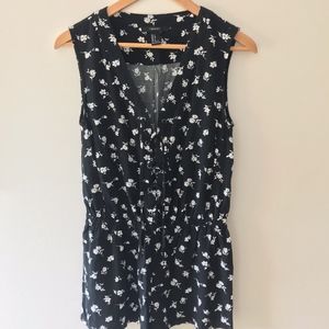 Black and white floral romper